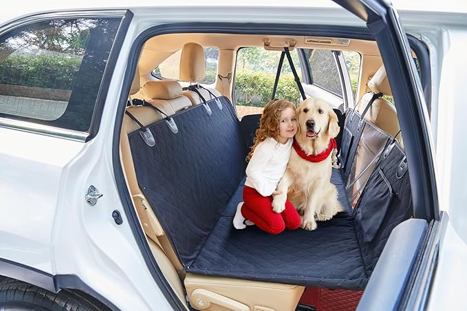 Back Seat Extender for Dogs Hard Bottom Dog Car Seat Cover for Back Seat Heavy Duty Scratch Proof Nonslip Durable Soft 100% Waterproof Dog Hammock for Car Truck SUV