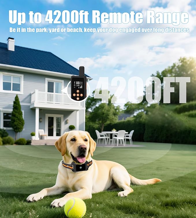Dog Shock Collar - 4200FT Dog Training Collar with Remote Innovative IPX7 Waterproof with 4 Training Modes,Vibration and Shock,Rechargeable E-Collar for All Breeds
