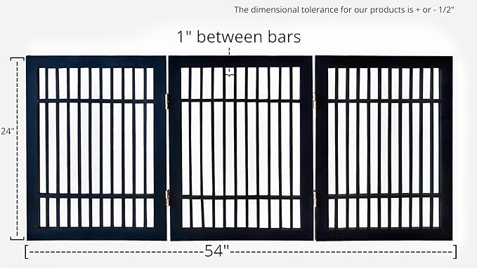 Pet Dog Gate Strong and Durable Freestanding Folding Acacia Hardwood Portable Wooden Fence Indoors or Outdoors by Urnporium (Black Pet Gate, 3 Panel 24" Tall)