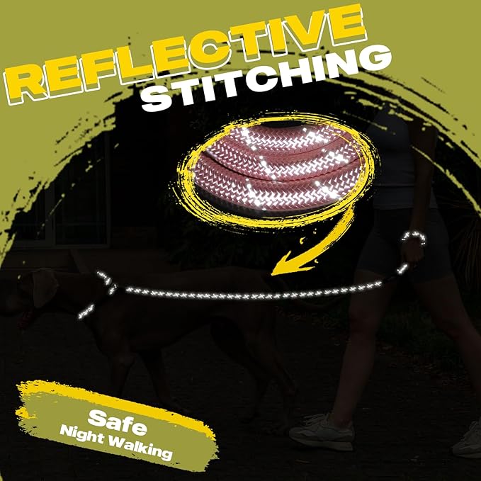 Fida Durable Slip Leads for Dogs, 6 FT x 1/2" Heavy Duty Dog Loop Leashes, Comfortable Strong Rope Slip Leash for Small Dogs and Puppies, No Pull Pet Training Lead with Highly Reflective(1/2", Pink)