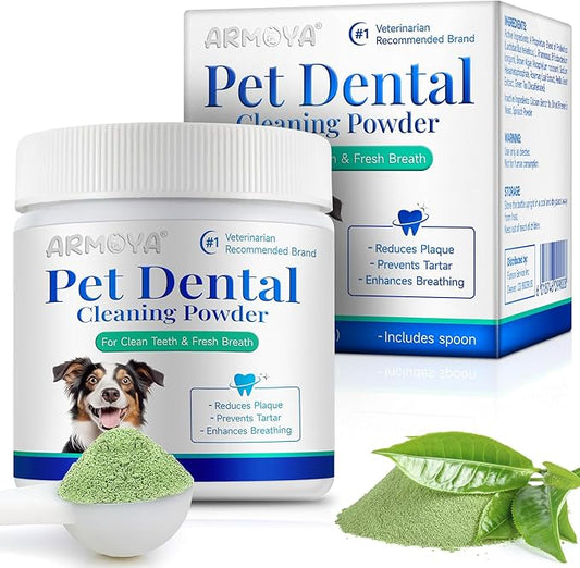 Dog Dental Powder,Pet Dental Powder,Teeth Cleaning Powder for Dogs,Dental Powder for Dogs,Plaque & Bad Breath Off Powder Dog, Dental Care Supplies for Small, Medium, Large Dogs 100g