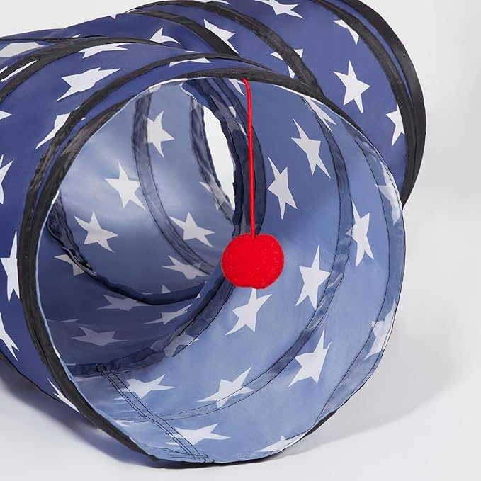 Tempcore 3 Way Collapsible Cat Tunnels, Indoor Cat Toys with Peek Hole & Boredom Breaker Ball for Kittens & Puppies