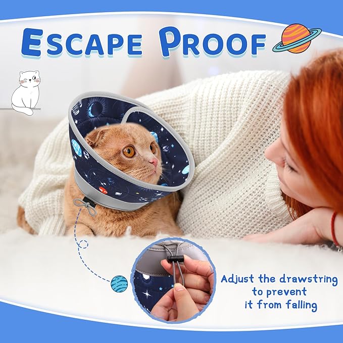 Cat Cone Collar Soft to Stop Licking, Adjustable, Foldable Lightweight Kitten Cones After Surgery Recovery for Cats & Kittens, Cat Cone Alternative (Grey, M)