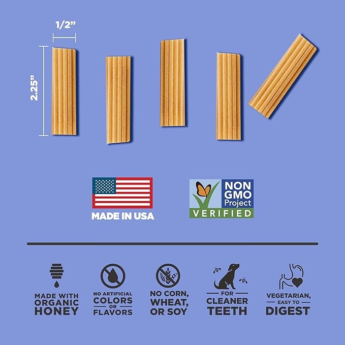 Hive Chew Stick Treats for Small Dogs — Healthy, Non-GMO Project Verified, Natural Peanut Butter Flavored, Natural, Vegetarian Chews, Made in The USA (Chew Sticks, Small Breeds)