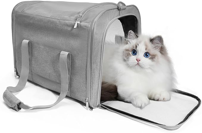 Cat Carrier, Pet Carrier for Small/Medium Cats Dogs (Up to 16 lbs), Cats Carrier Soft-Sided, Portable Foldable Pet Bag, Large Comfort Carrier for Outdoor Travel