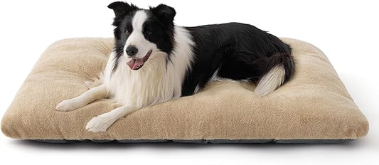 Bedsure Washable XL Dog Bed for Crate for Extra Large Dogs, Comfort Fluffy Plush Pet Pillow Bed Kennel Pad with Non-Slip Bottom, Machine Washable Pet Sleeping Mat, 41"x27", Brown