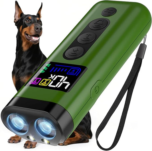 Dog Bark Deterrent Device – 65FT Range Anti Barking Device for Dogs, Stops Neighbor’s Dog Barking with 3 Ultrasonic Frequencies (25/30/40kHz) & 5 Sound Modes, for Indoor & Outdoor Training