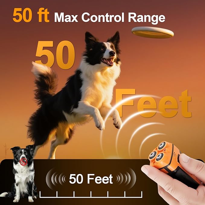 Dog Bark Deterrent Devices, Ultrasonic Anti-Barking Devices with 3X Sonic Emitters, Portable Rechargeable Bark Control Safe for Dogs Training - Indoor & Outdoor, Orange