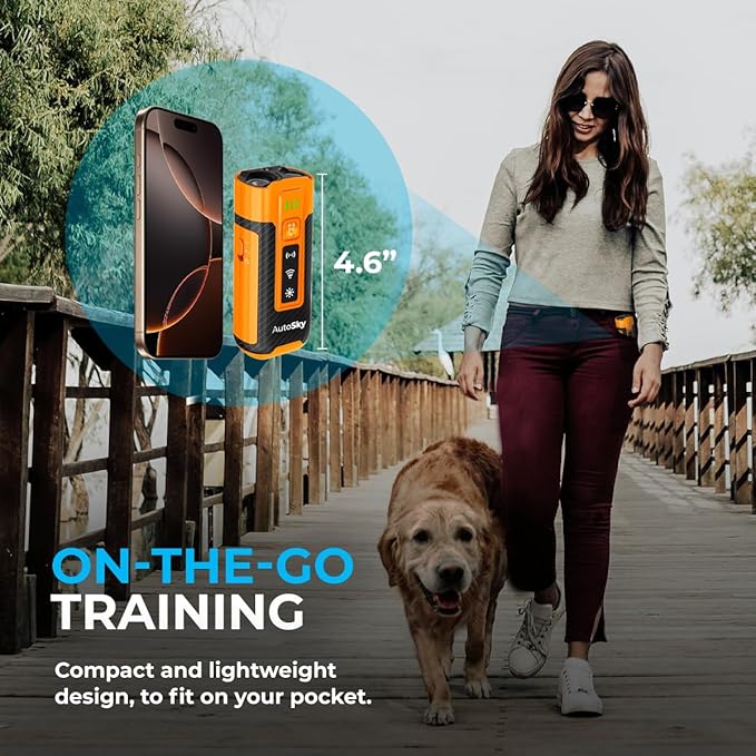 AutoSky Bark Zero Ultrasonic Dog Bark Deterrent & Training Device, Handheld Anti Barking Control with LED Flashlight, Rechargeable & Humane for Small & Large Dogs