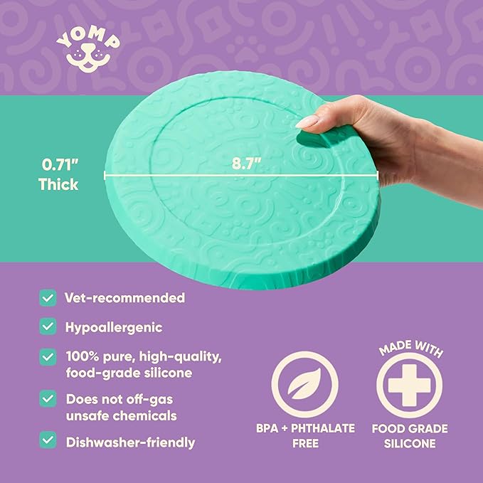 Yomp FetchFlyer Dog Frisbee – Interactive Flying Disc Toy for Soft and Medium Chewers – Outdoor Fetch Toy for Dogs – Made from Pet-Safe, Non-Toxic Silicone