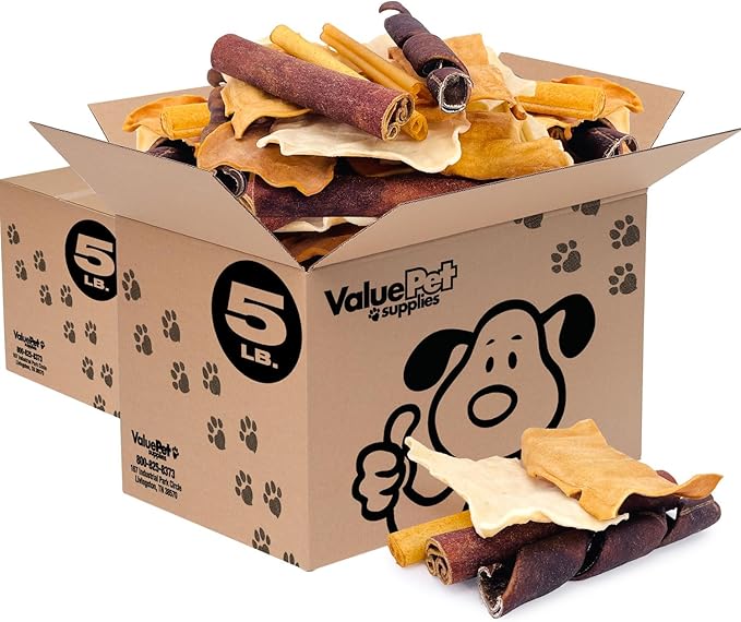 ValueBull USA Collagen Dog Chews, Fun Shapes Variety Mix, Natural Long-Lasting Dog Treats, 10 Pound Bulk Pack - Supports Joints, Skin & Coat with Chondroitin & Glucosamine