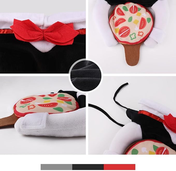 NACOCO Dog Halloween Waiter Costume - Pet Pizza Outfit Cute Funny Cosplay Clothes Apparel with Pizza Party Holiday for Small Medium and Large Dogs Cats(Black, M)