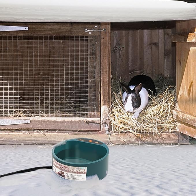 NAMSAN Heated Water Bowl for Outdoor Cats, 2.2L Heated Dog Bowl, Provides Drinkable Water in Winter, Heated Pet Drinker for Chickens Rabbits Birds Bath, Livestock Thermal Watering Trough