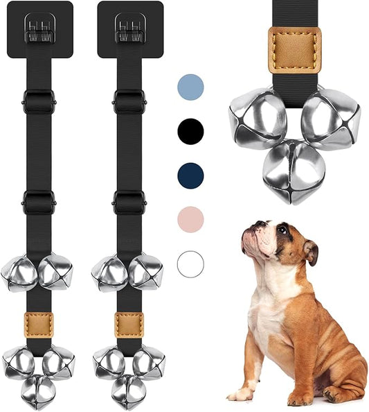 2 Pack Dog Bells to Go Outside Dog Door Bell Premium Quality Buckle Adjustable Dog Bell Dog Attached to doorknob or Anywhere Near The Door, Length and Height Adjustable