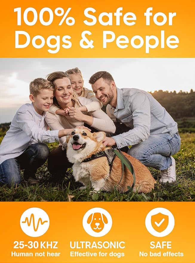 Dog Bark Deterrent Devices for Own or Neighbor’s Dog, Ultrasonic Anti Barking Device for Dogs with 6 Modes, 25–30Hz Frequency, Rechargeable, Safe Dog Training Tool for Indoor Outdoor Use