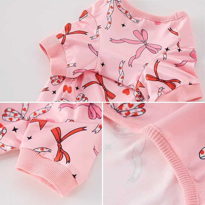 Dog Pajamas Onesie for Small & Medium Dogs - Polyester, Cozy, Wrinkle-Resistant Four-Legged Apparel (Light Pink, Small)