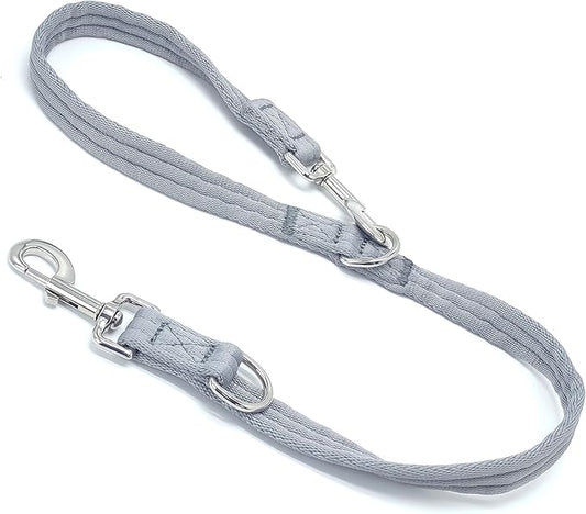 Double Ended Dog Leash,for Obedience Training Easy to Use,Lightweight,Soft for Large and Medium Dogs (Grey, 1M*2.5CM)
