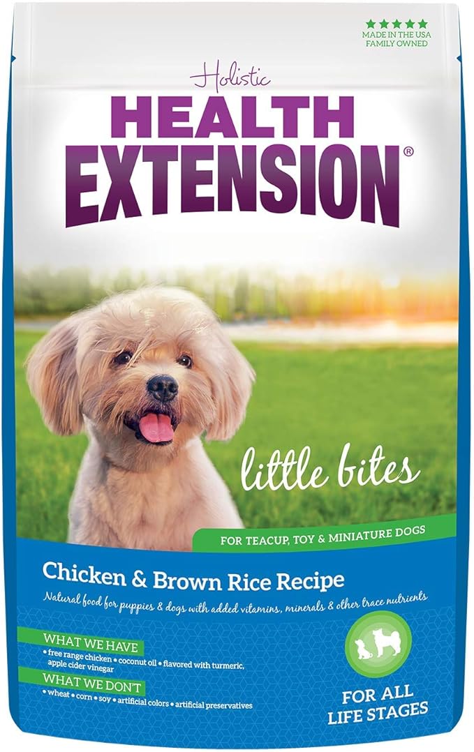 Health Extension Little Bites Dry Dog Food for Small Breeds, Chicken & Brown Rice Recipe, with Probiotics & Superfoods for Digestion & Coat Health, 1 lb Bag