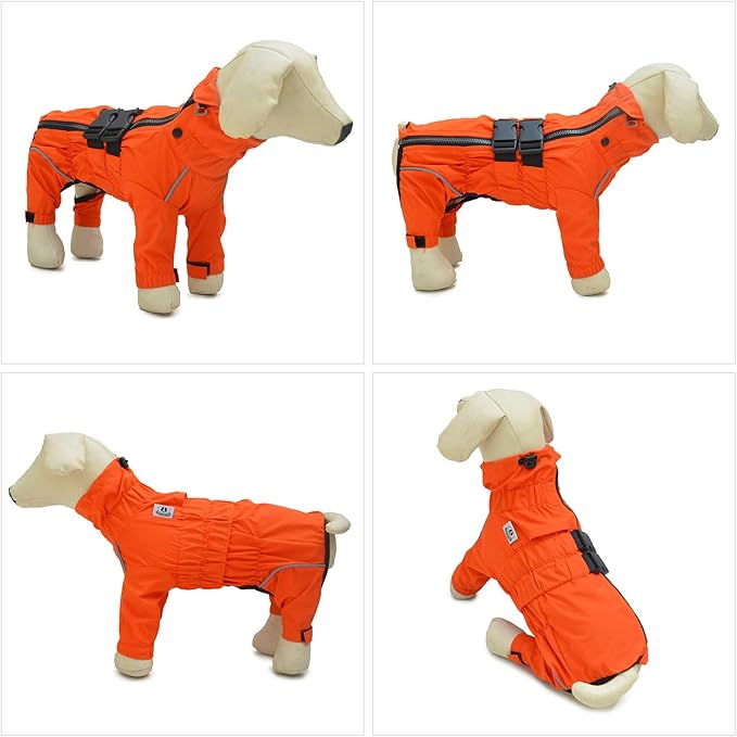 Dogs Waterproof Jacket, Lightweight Waterproof Jacket Reflective Safety Dog Raincoat Windproof Snow-Proof Dog Vest for Small Medium Large Dogs Orange 5XL