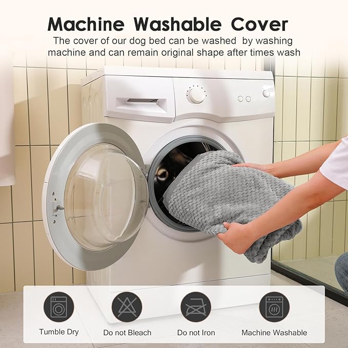 Orthopedic Dog Bed Medium Size Dog, Memory Foam Pet Bed for Medium and Large Dogs, Washable Removable Cover, Nonskid Bottom, Waterproof, 35x23x6 Inches, Light Grey