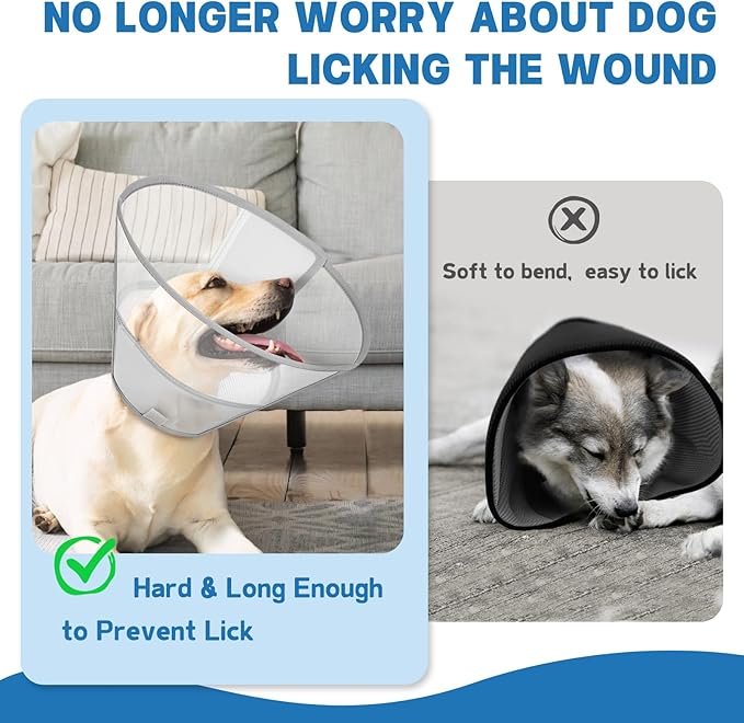 Soft Dog Cone Collar to Stop Licking, Comfortable Cones for Dogs After Surgery, Adjustabl Dog Recovery Collar for Large Medium Small Dogs