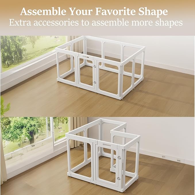 Clear Acrylic Dog Playpen with Door, for Puppy Rabbit Transparent Pet Pen, Dog Playpen Indoor, Dog Fence, Easy Assemble & Cleaning Dog Pen for Small & Medium Dogs (23.6“ Height, 10PCS)