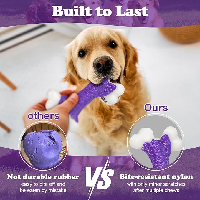 Tough Dog Toys (2 Pack), Dog Toys for Aggressive Chewers Breed, Aggressive Chew Toys for Large Dogs, Bone Chew Toy for Large Extreme Toys Indestructible