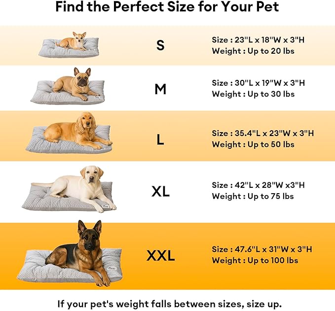 FUNNY FUZZY 24x18 Washable Dog Bed Reversible Crate Mat, 2 in1 Orthopedic Puppy Bed for Small Dogs/Cats, Fluffy Deluxe Kennel Mattress,Sleeping Pad,Charcoal Grey,S