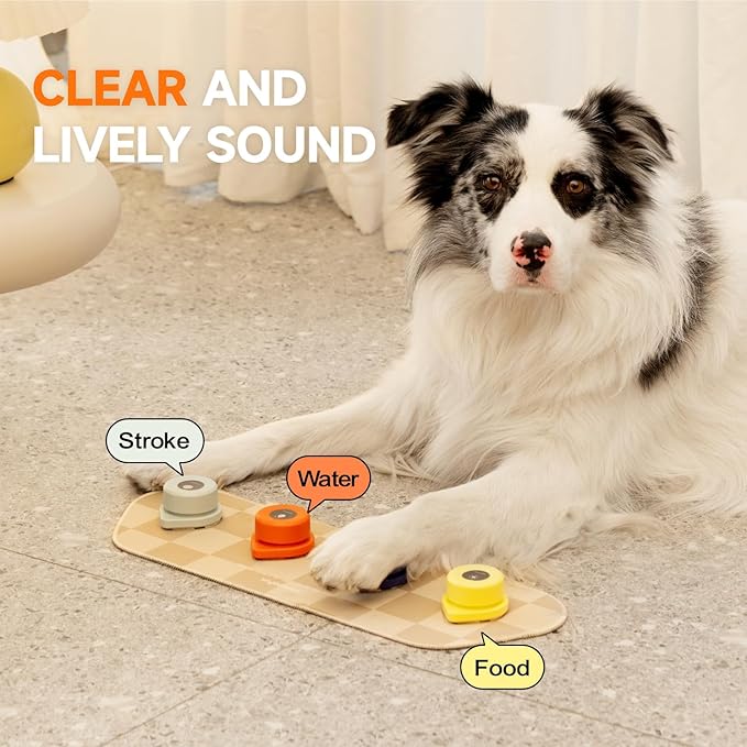 MEWOOFUN Dog Buttons Talk, Recordable Dog Clicker for Training, Dog Buttons for Communication Starter Set with Mat, Dog Talking Buttons Training Clicker for Small Dogs & Cats (Colorful, 4 Packs)