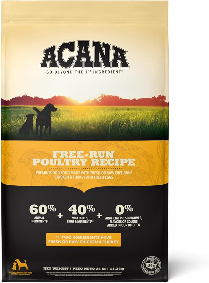 ACANA Grain Free Dry Dog Food Free Run Poultry Recipe 25lb Bag