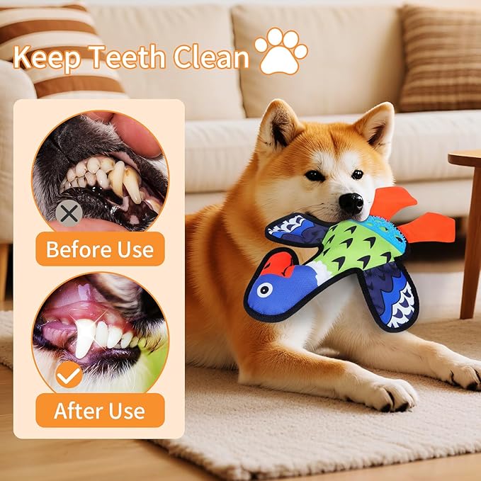 Squeaky Dog Toys,Crinkle Dog Toy,Colorful Absurd Duck Dog Toys,Interactive Dog Toy,Fun for Indoor Puppies,Chewing and Play(Green)