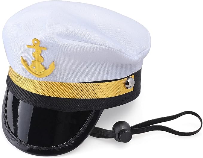 Yewong Pet Captain Costume Set Dog Cat Sea Sailor Hat with Pet Necktie/Bowtie for Cat Puppy Navy Halloween Cosplay Party Supplies Photo Props (Necktie Set-6)