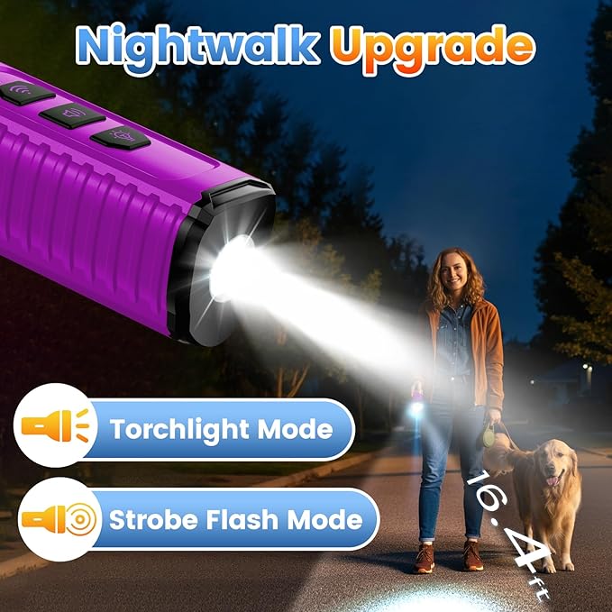 Dog Bark Deterrent Device, Anti Barking Device for Dogs 3X Ultrasonic to Stop Barking Neighbors Dog| 50ft Range, 5 Adjustable Modes, Flashlight & Beep | Safe & Effective for Small, Medium & Large Dogs