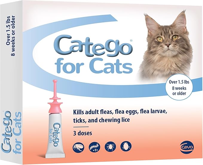 Catego for Cats Flea and Tick Treatment & Prevention (over 1.5 lbs) 3-month supply