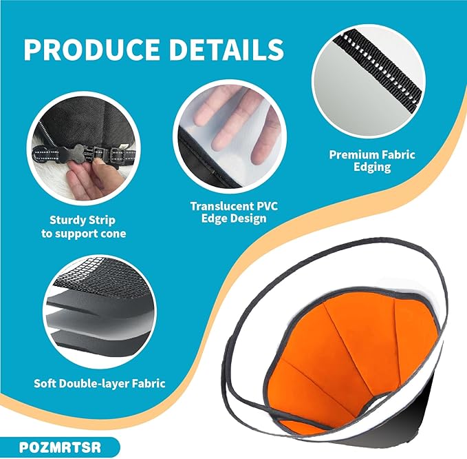 Pet Dog Cone Collar to Stop Licking, Soft Comfy Cones for Large Medium Small Dogs After Surgery, Cone of Shame for Dogs Head Neck Elizabethan Collar-Orange-M
