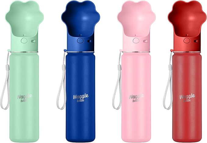 Stainless Steel Dog Travel Water Bottle, Vacuum Insulated Portable Dog Water Dispenser, Drink Cup and Snack Container On The Go, Outdoor Walking, Hiking, Travel (Pink, 22oz)