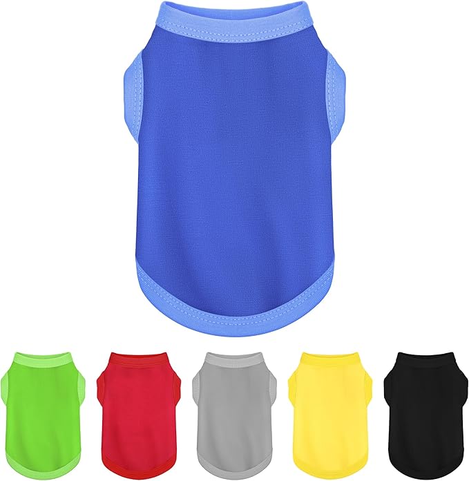 Elevate Your Dog's Fashion Quotient with Colorful and Breathable Sleeveless Cotton Shirts! Perfect Pet Apparel for Small to Medium Dogs Blue M