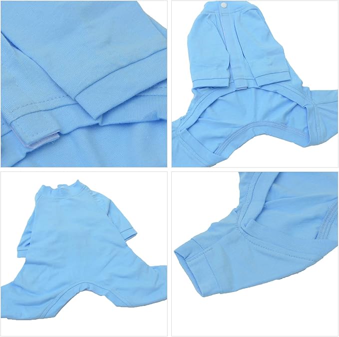 Lovelonglong Four Feet Dog Lightweight Pajamas, Pure Cotton Dog Jumpsuits 4 Legs Dog Onesies T-Shirt Stylish PJS Puppy Costume for Large Medium Small Dogs Lightblue L