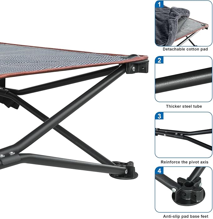 unp Foldable Dog Bed Pop up - 36 x 36 x 10 inch Elevated Pet Cot Outdoor Breathable - Removable Plush Pad & Carrying Bag Raised Dog Camping Bed (Grey, L PRO)