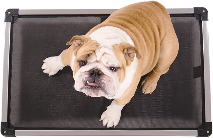 K9 Ballistics Chew Proof Elevated Outdoor Cooling Cot Bed for Medium Dogs - Virtually Indestructible, Preassembled, Withstands Aggressive Chewers - M, Black Mesh