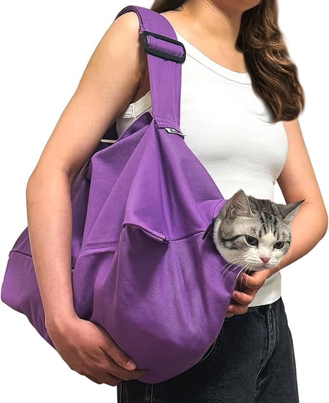 Cat Carrier Pouch, Bonding Care & Stress-Free Calm, Soft Cat Carrier Bag for Adult Cats 10–20 lbs, Restraint Bag for Vet Visits, Grooming & Everyday Care – Lavender