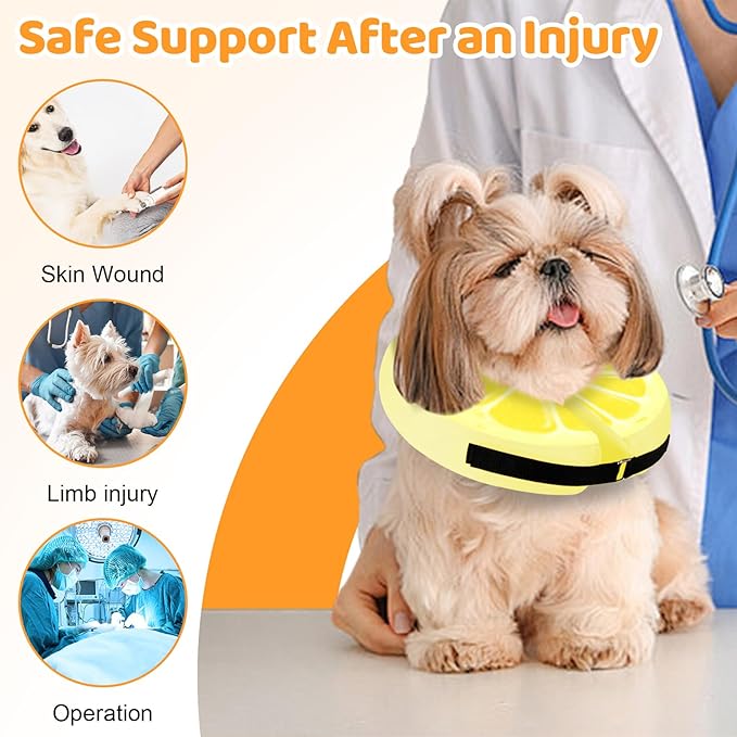 Adjustable Inflatable Dog Cone Collar for Surgery Recovery, Soft Cone for Dogs & Cats, Portable & Washable Dog Donut Collar, Large Cat Cone E Collar (Yellow XL)