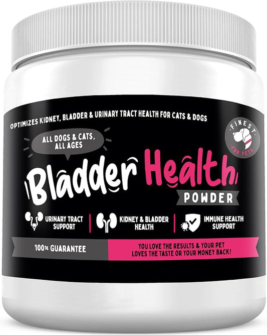 Bladder Health Dog & Cat UTI Remedy - Cranberry Supplement for Pet, Bladder, Kidney Support & Urinary Tract Health Powder with Cranberry & D-Mannose (120g - 120 Scoops)