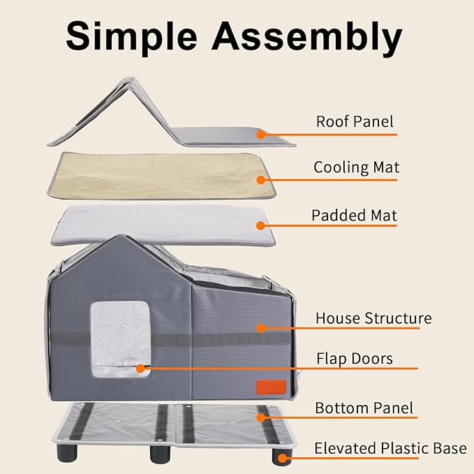 Outdoor Cat House Weatherproof, Outside Cat House for Outdoor Feral Cats, Insulated Cat Shelter with Cozy Mat and Elevated Bases