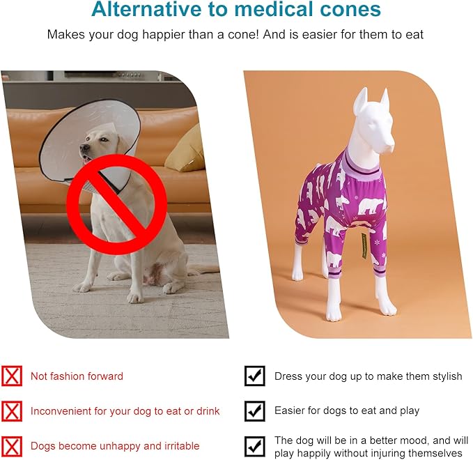 LovinPet Giant Pet Costume, Soft Cotton Dog pjs with Polar Bear Snowflake Print, Dog Clothing for Medium, Large Dogs,Pittie Pajamas, XL