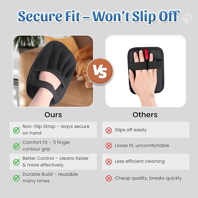 Pet Hair Removal Glove-Electrostatic Pet Hair Remover Glove with 5-Finger Design, Cat Hair Remover Glove for Couch,Car,Laundry,Carpet,The Magic Brush Pet Hair Remover is Light and Washable