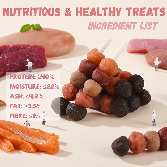 6-in-1 Kabobs Dog Treats, Multi-Flavor Jerky Treats Made with Chicken, Duck, Salmon, Beef, and Rabbit on Rawhide Sticks, Healthy Long Lasting Dog Chews for Small Medium Large Dogs, 10.6oz