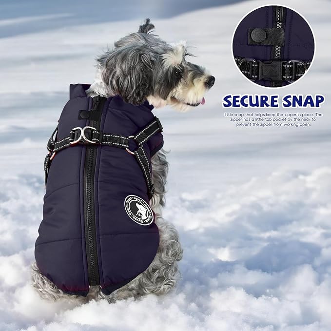 Gyuzh Dog Coat with Harness Puppy Coats Small Dog Harness Jacket Winter Waterproof Jackets for Smal Medium Large Dogs