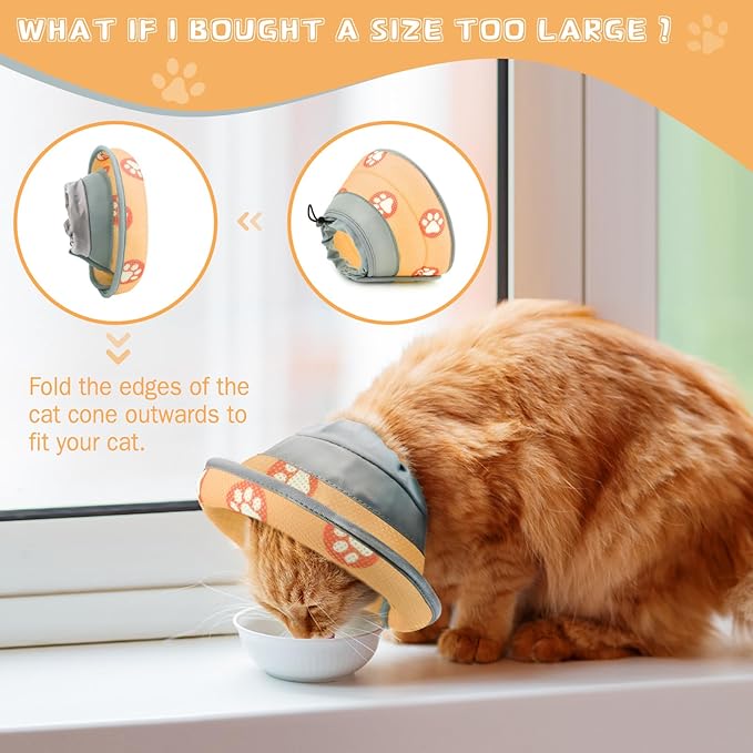 Cat Cone Collar Soft Elizabethan Collar for Surgery Recovery - Adjustable for Small and Large Cats Kittens to Stop Licking