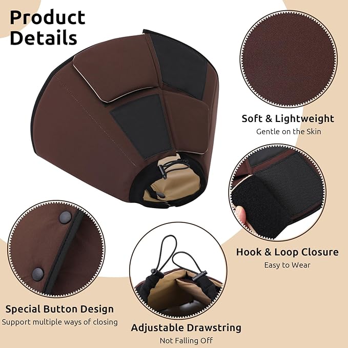 Queenmore Dog Cones for Medium Dogs, Soft Dog Cone Collar After Surgery, Pet Cone for Dogs Wound Care, Spay, Neuter, Breathable Pet Surgery Collars & Cones, Brown M